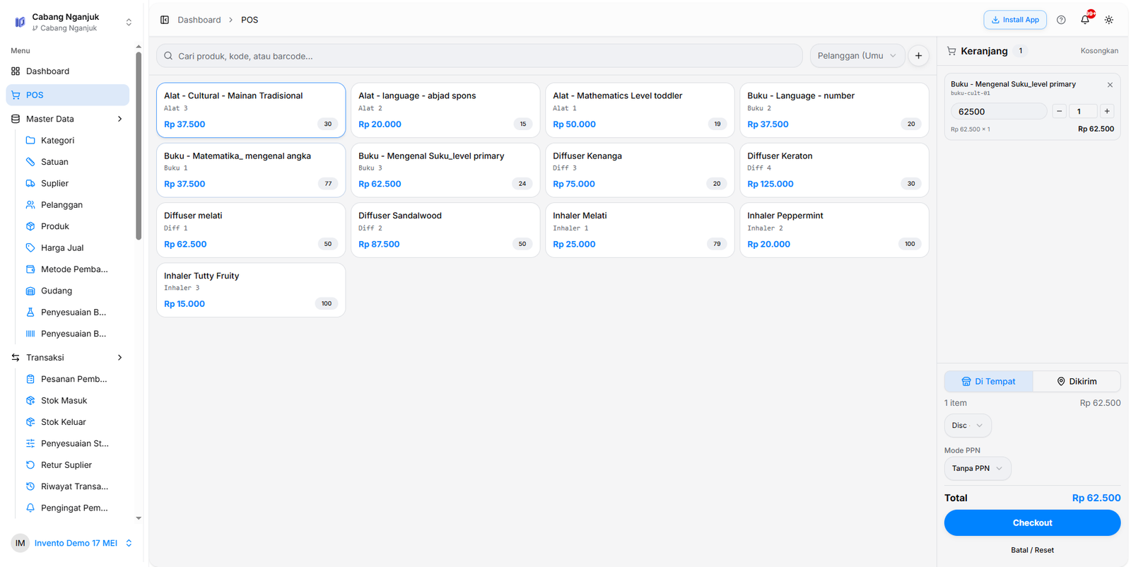 Dashboard Cabang — Ringkasan operasional harian per cabang